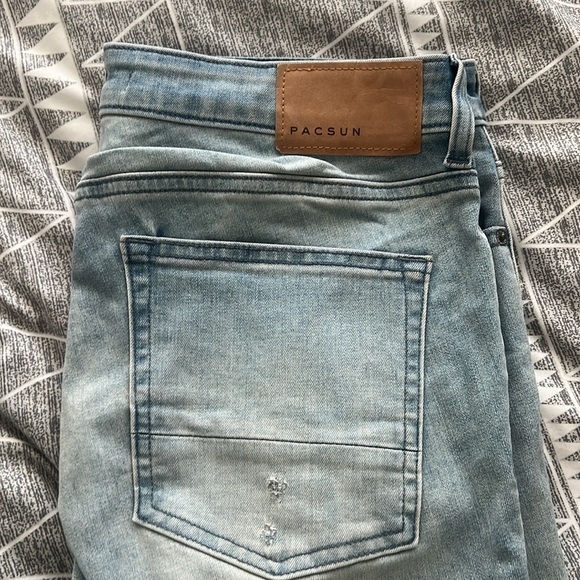 PACSUN Men’s skinny blue Jeans ripped torn style - size 31 - Picture 2 of 5